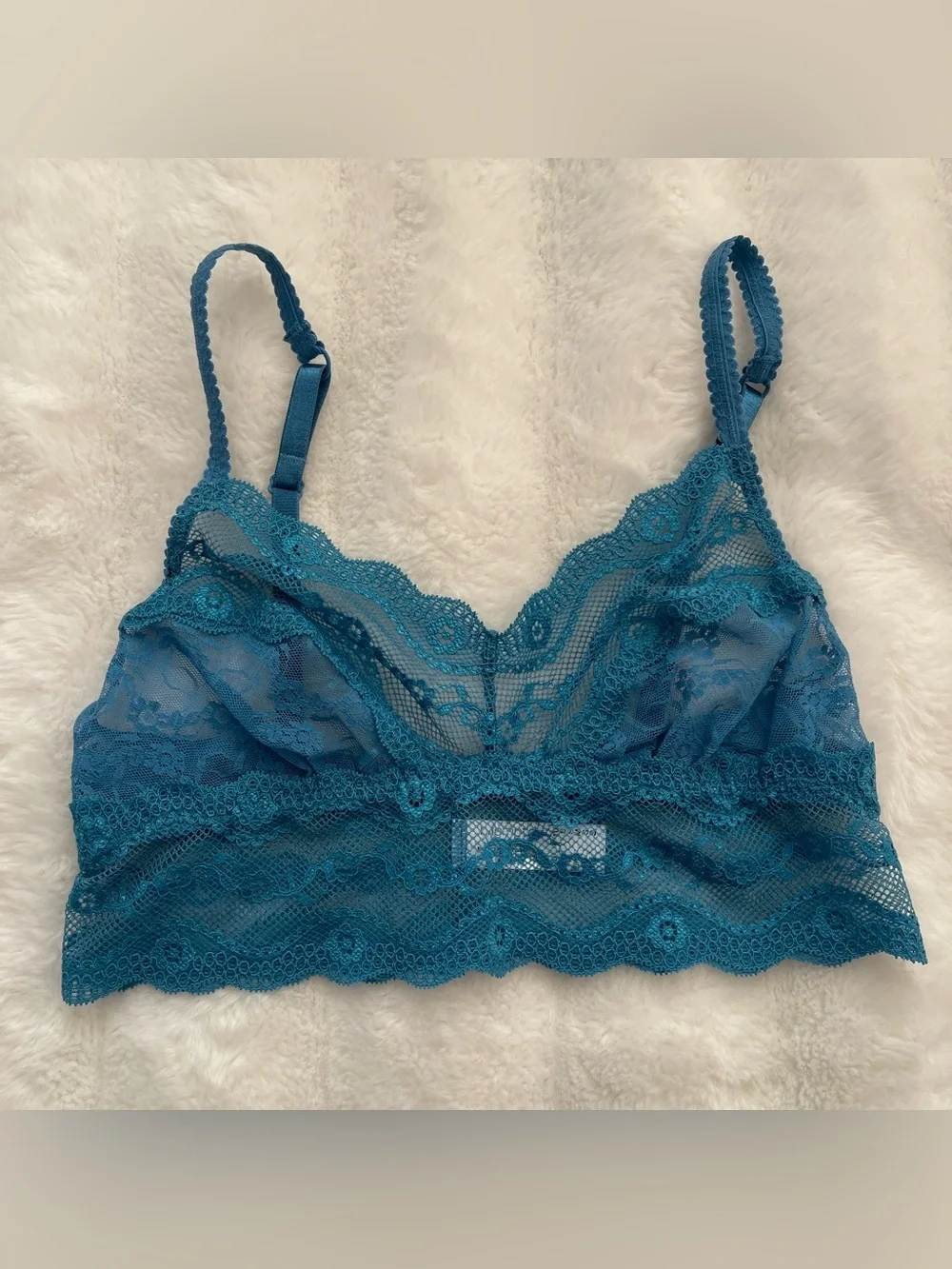 b.tempt'd by Wacoal Lace Kiss Sheer Unlined Bralette Faience blue Size S